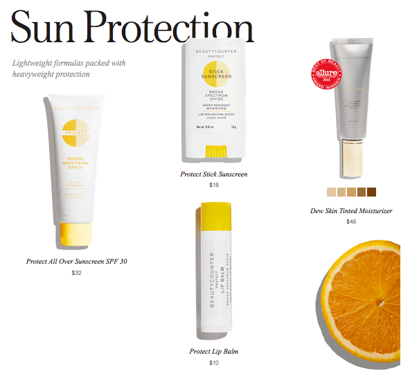 Safe sun lotions from Beautucounter