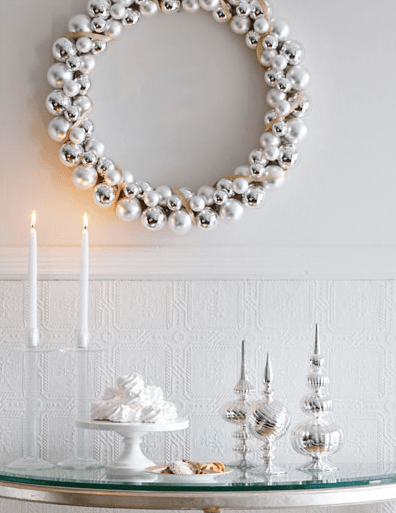 Silver and white Christmas decor as seen @skimbaco