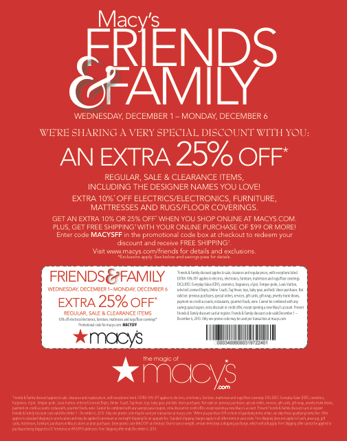 Macy's Friends & Family Coupon Macysff