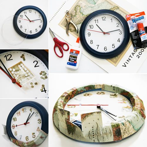 clock with map, world clock, map clock
