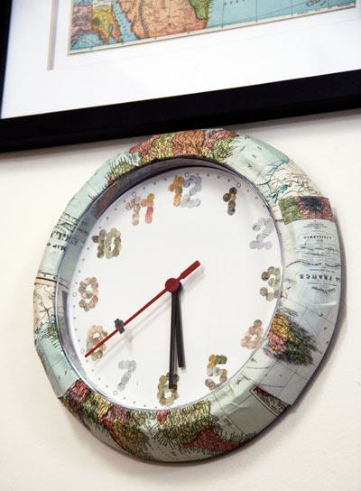 clock with map, world clock, map clock