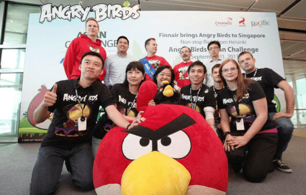 Angry Birds flight to Singapore, Finnair flight