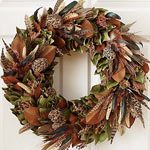 Turkey and Pheasant Feather Wreath, Thanksgiving wreath