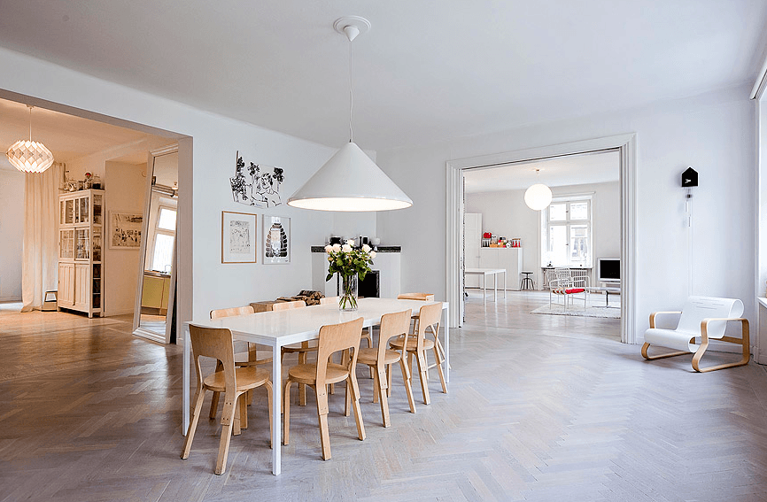 swedish dining room, paimio chair in a dining room