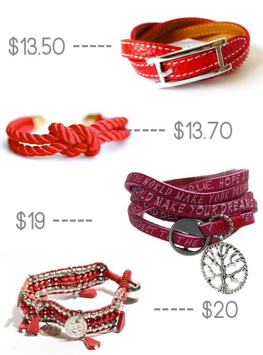 red leather bracelets, wrap bracelet
