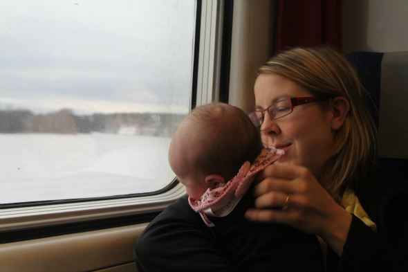 Traveling with a baby in the train