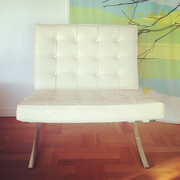 White Barcelona chair