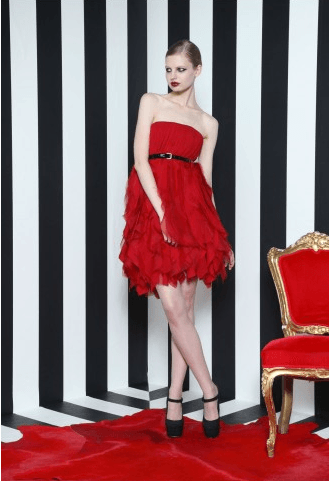 red glamorous Holiday party dress,