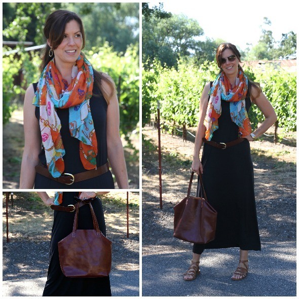 Black Maxi Dress with Scarf