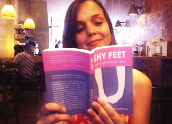 Frankie reading Shy Feet-book