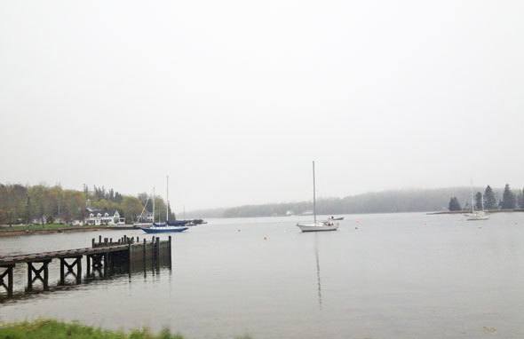 Sailboats in Mahone Bay in Nova Scotia