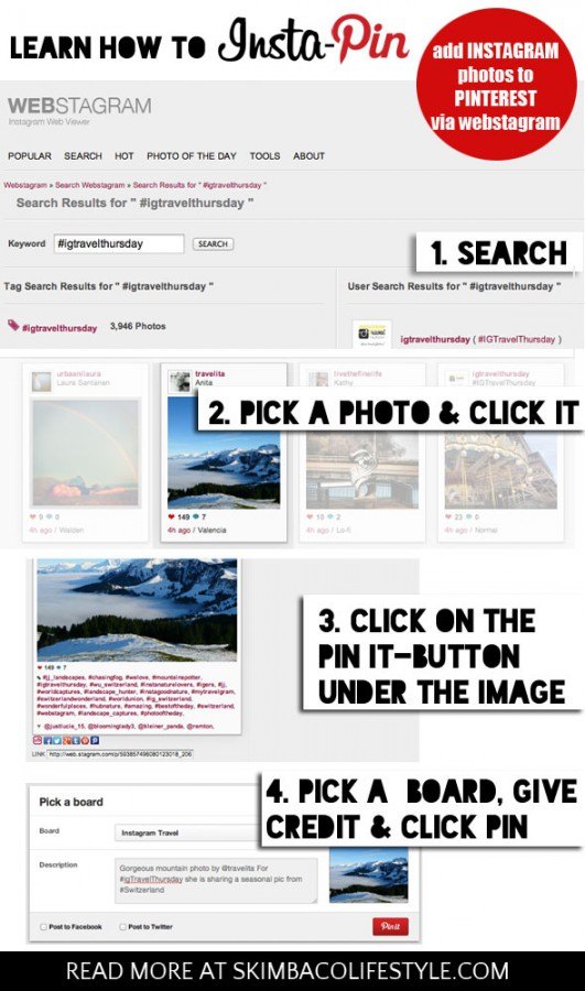 How to Insta-Pin - add your Instagram photos to Pinterest, tips from @skimbaco at https://skimbacolifestyle.com/2013/11/insta-pin-add-your-instagram-pictures-to-pinterest.html