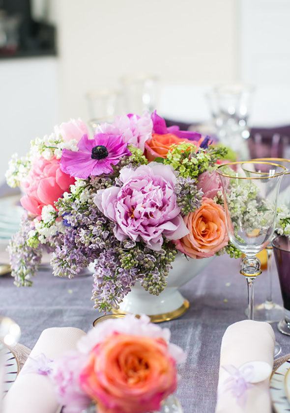 lilacs, peonies, tulips and roses - spring flower bouquet