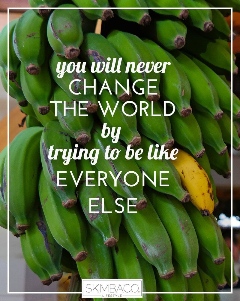 You will never change the world by trying to be like everyone else. by Katja Presnal @skimbaco