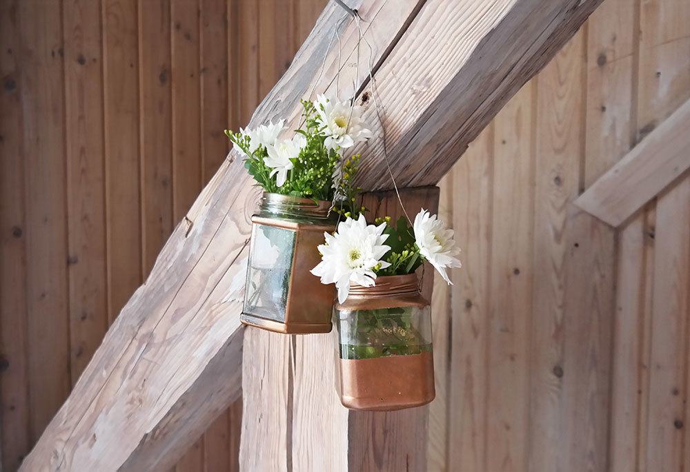 DIY flower vases from jelly jars | @skimbaco