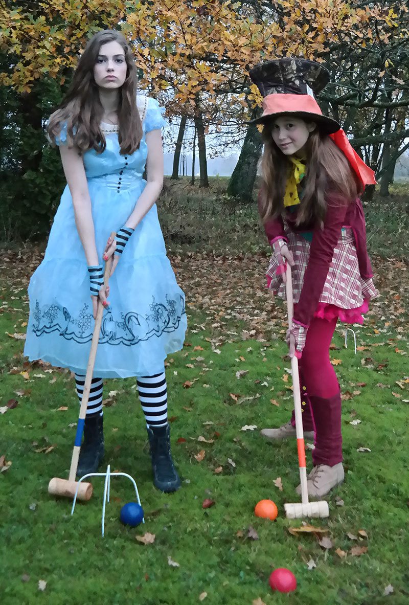 Alice in Wonderland and Mad Hatter costumes for Halloween