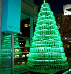 Ritz Carlton Green Christmas Tree. 17 feet tall and made of 789 recycled/recyclable green plastic bottles.