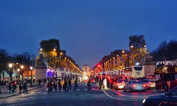 Champs-Elysées Christmas lights in Paris.