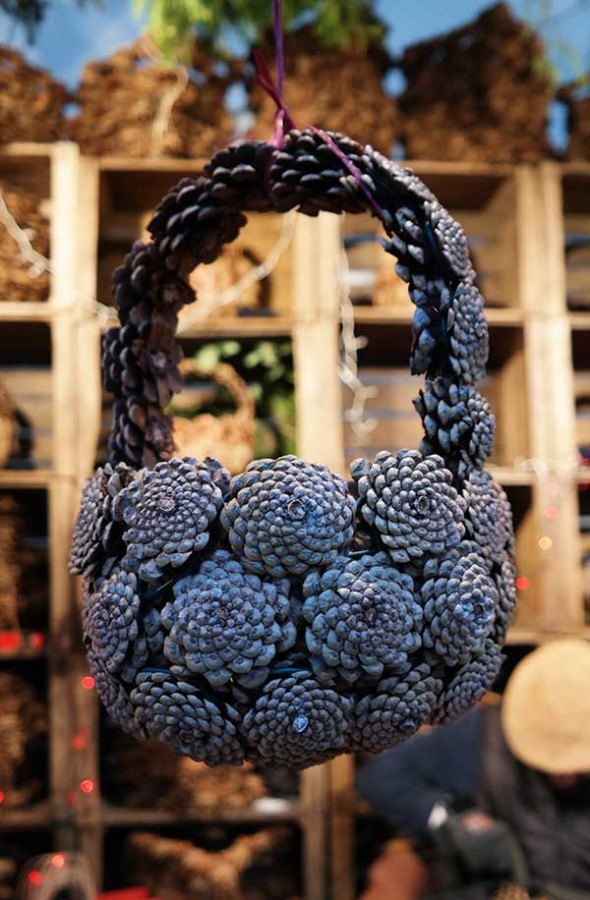 Basket made out of pine cones!