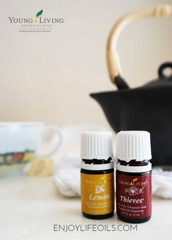 wellness tea with thieves essential oils. Learn more about Young Living essential oils at @skimbaco and @enjoylifeoils