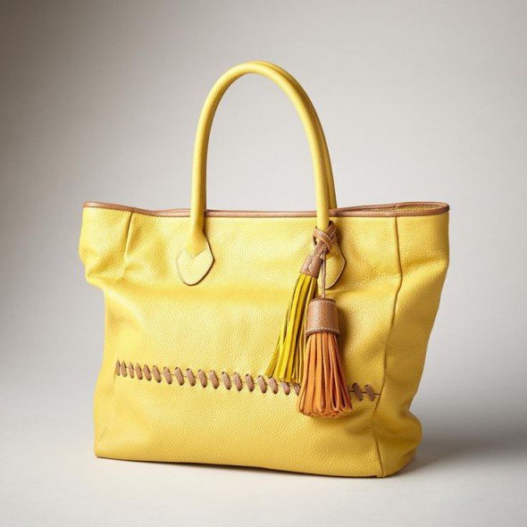 yellow leather tote