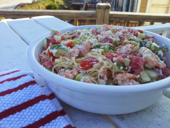 Grover's  Feta and Shrimp Pasta Salad