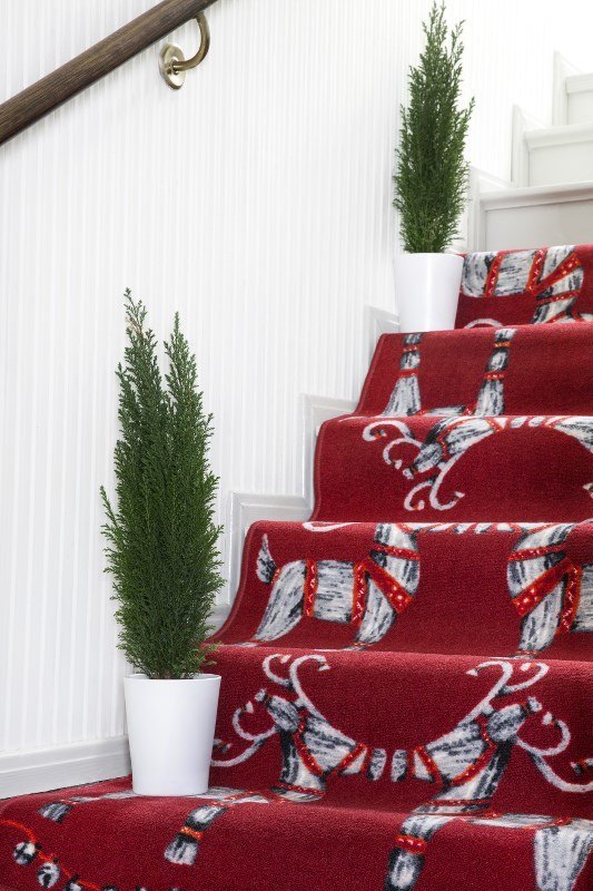 Olkipukki, straw goat Christmas themed rug for Scandinavian Christmas decor.