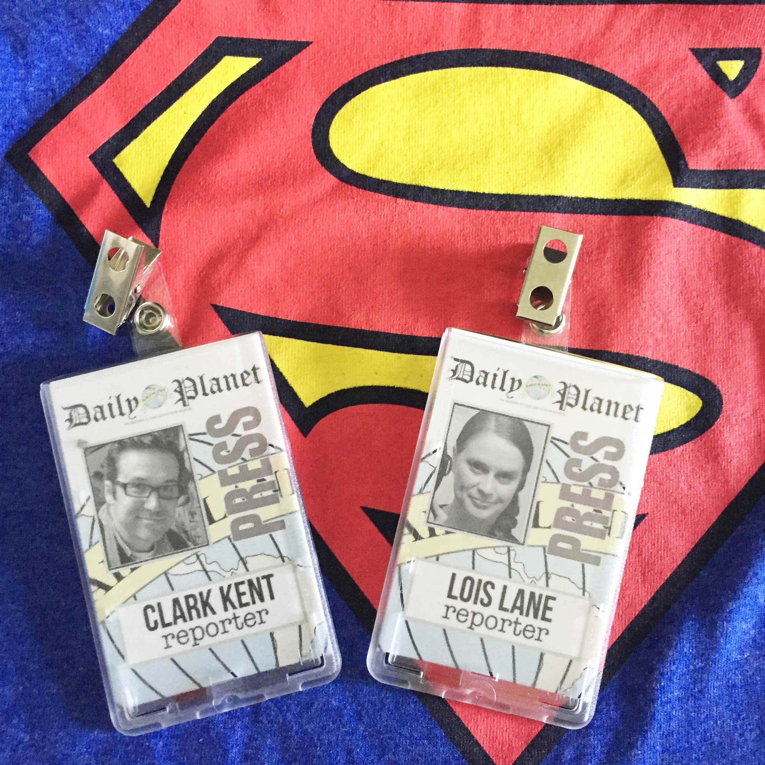 Press badges for clark kent and lois lane