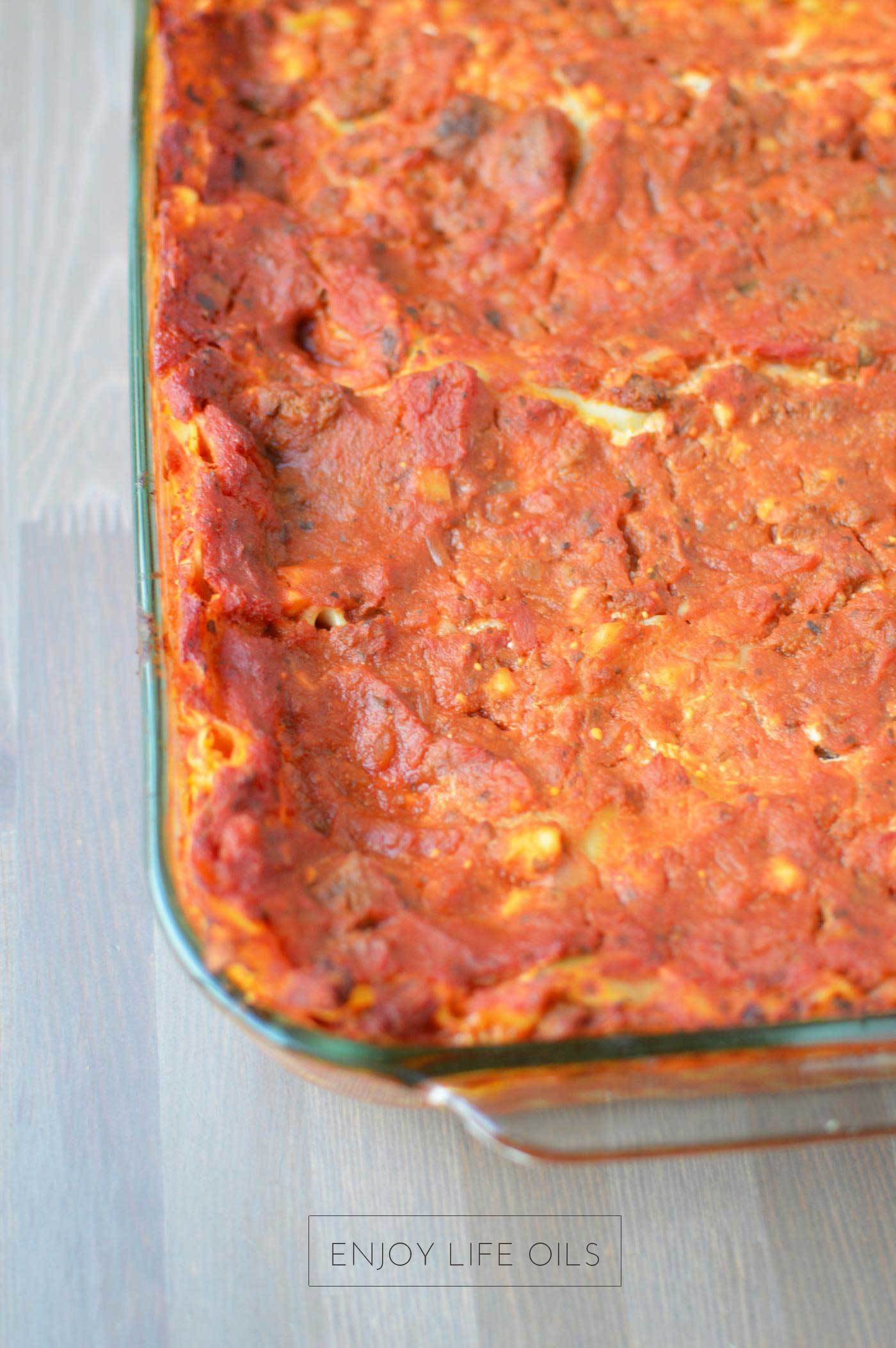 Vegetarian lasagna with Basil essential oil. Via @skimbaco