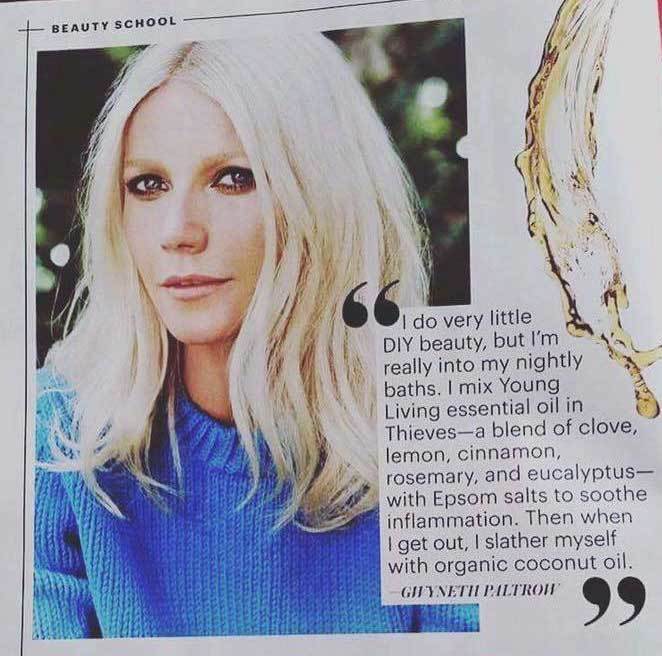 Gwyneth Paltrow recommends Young Living Thieves