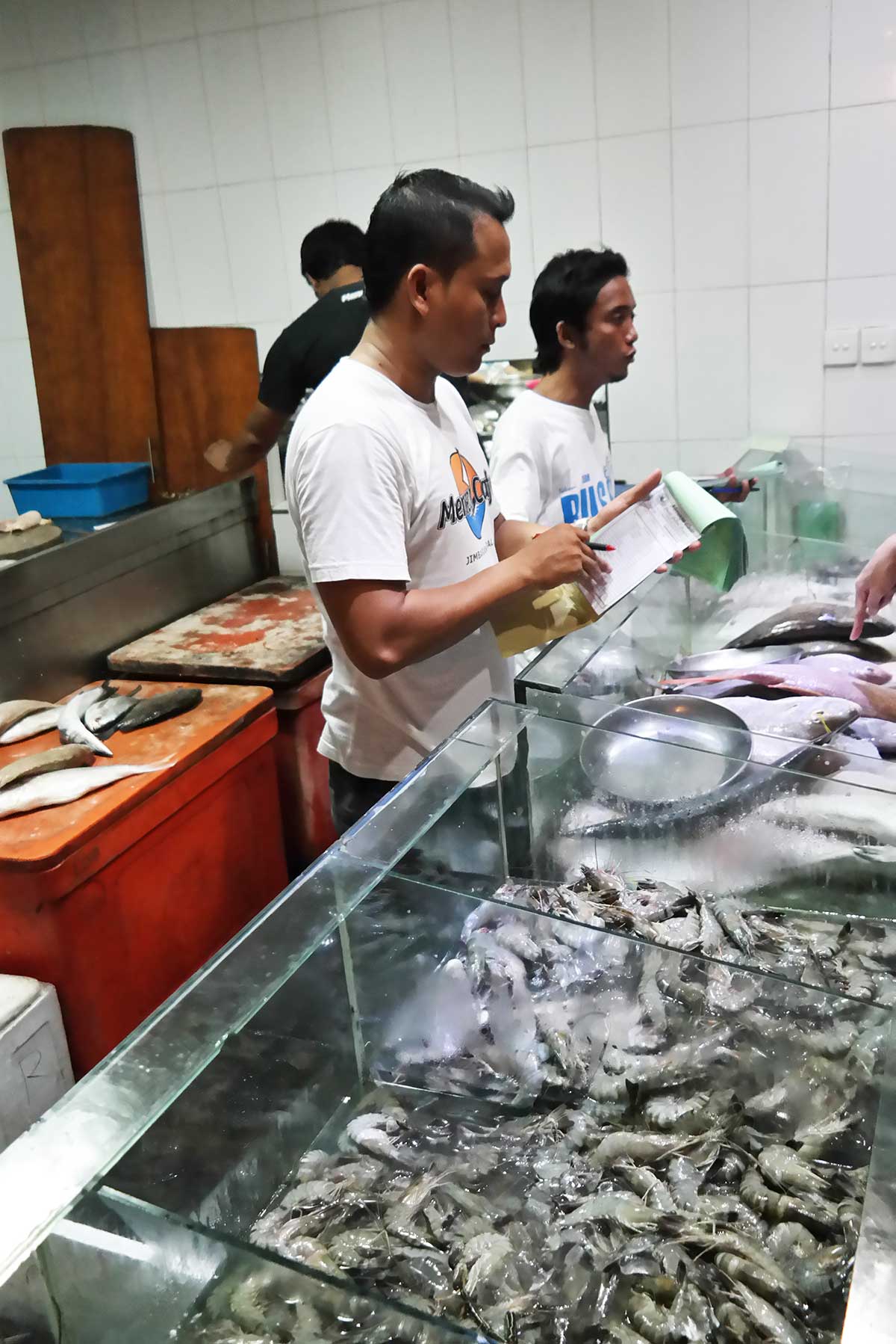 Ordering your seafood dinner in Bali